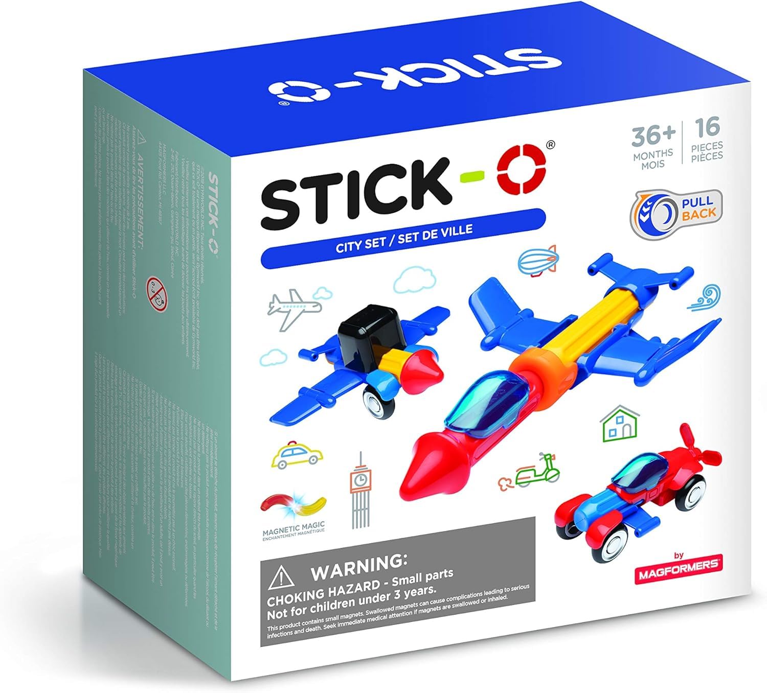 Stick-O City Set Magnetic Building Blocks Toy By Magformers. Chunky Pieces For Younger Children.