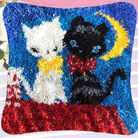 Amazon Yylplle 大人のためのラッチフックキット子供diy猫クロスステッチカーペット刺繡 手作り枕 車 ソファ枕装飾楽しいギフト40 40cmybx110 テーブルクロス オンライン通販