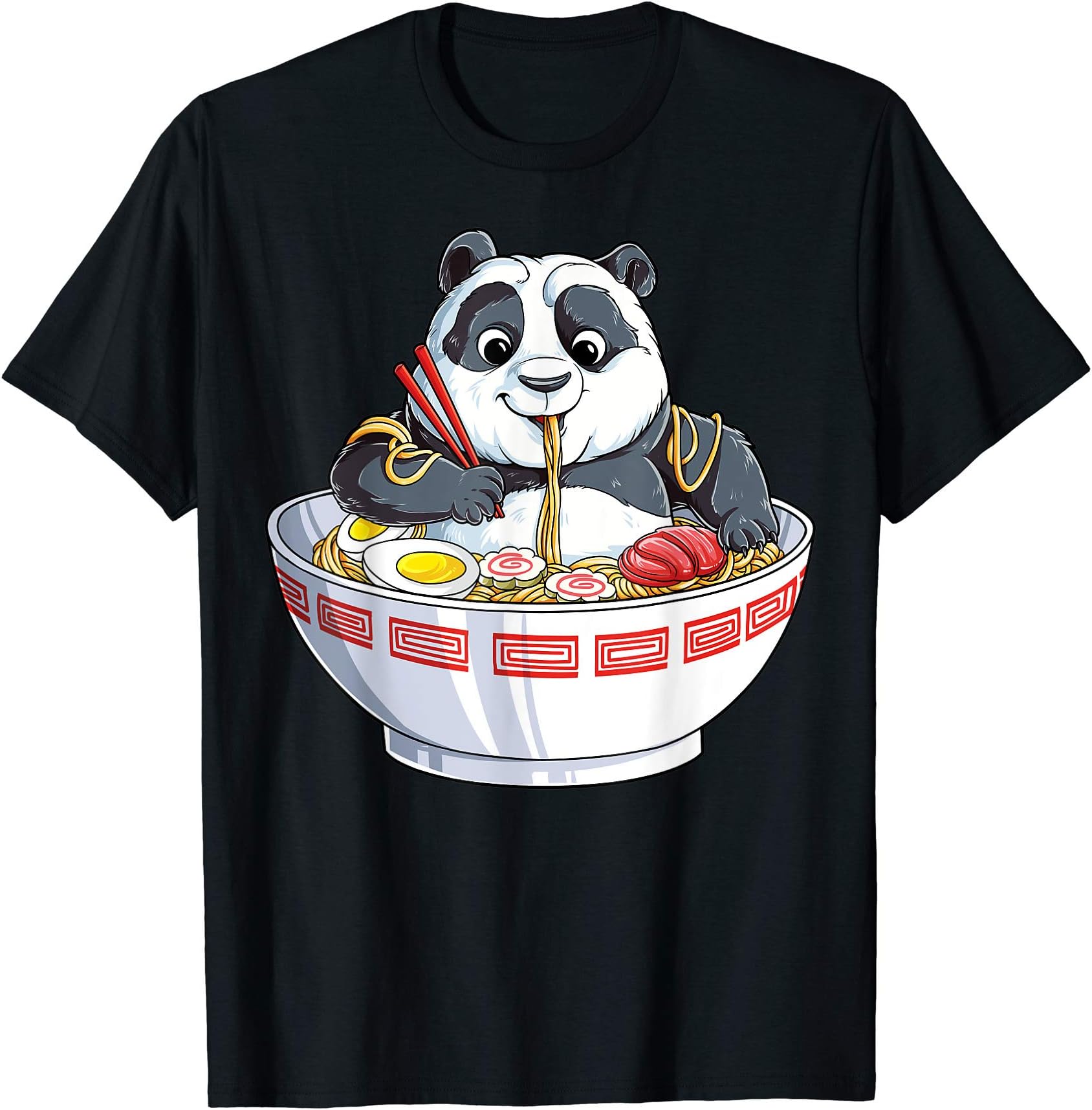 Panda Eating Ramen Kawaii Giant Japanese Noodle Gifts Girls T-Shirt