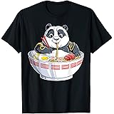 Panda Eating Ramen Kawaii Giant Japanese Noodle Gifts Girls T-Shirt