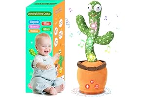 SANJOIN Talking Cactus Toys,Baby Toys for 6 8 9 10 12 18 Months Boys Girls Dancing Singing Mimicking Cactus Toy for Infant Ki