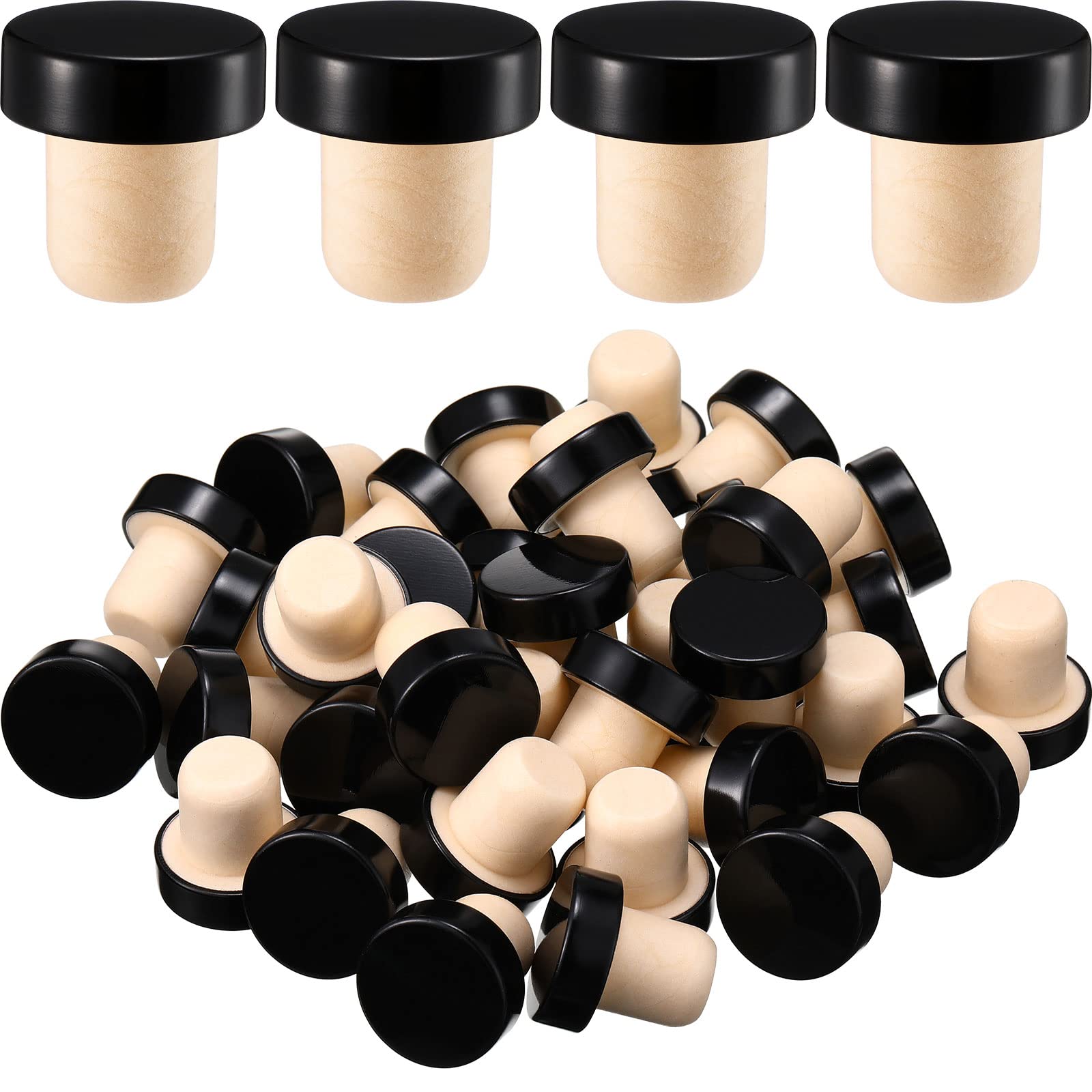 Photo 1 of Yookeer T-shaped Stopper Cork Wine Bottle Stoppers Reusable Wine Sealing Plug for Beer Bottles DIY Craft(Black,36 Pieces)