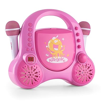 auna Rockpocket A-PK • Kinder Karaoke Anlage • Karaoke Player Set • 2 x dynamisches Mikrofon • CD-Player • Stereolautsprecher