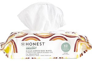 The Honest Company Clean Conscious Unscented Wipes | Over 99% Water, Compostable, Plant-Based, Baby Wipes | Hypoallergenic for Sensitive Skin, EWG Verified | Rainbow, 60 Count