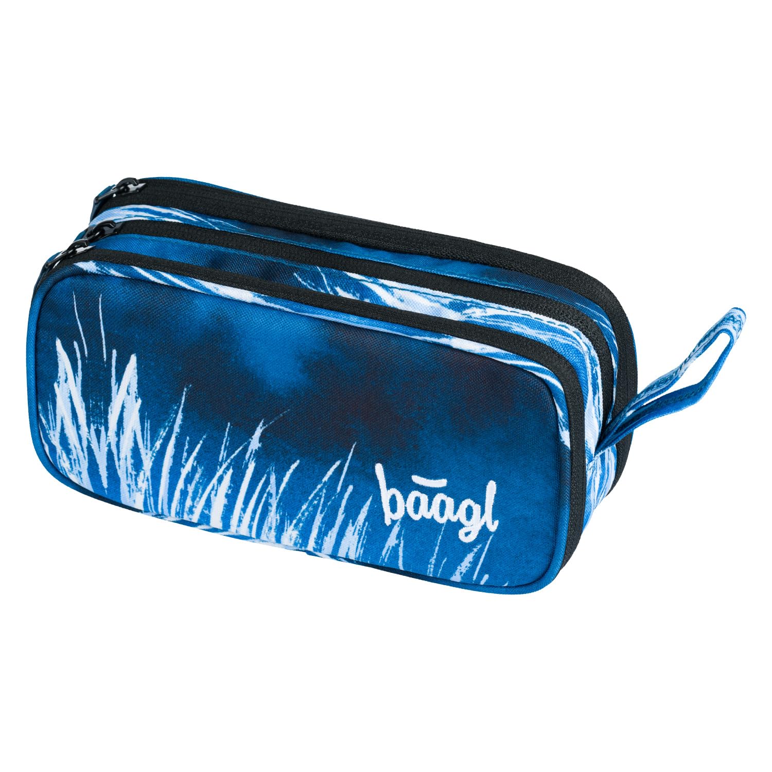 Baagl Steel Pencil Case, 3 Compartments, for Girls, Boys, School, with Hanging Strap, Case for Teenagers, Kids Materials, Trendy Design, 23 x 11 x 9 cm