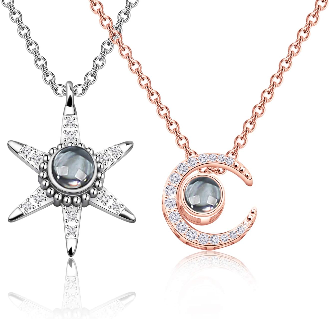 Sun Crescent Moon Star Two-Tone Interlocking Circles Necklace Celestial Jewelry Game of Thrones Jewelry Gift
