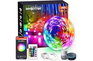 DAYBETTER Smart WiFi Led Lights 50ft, Tuya App Controlled Led Strip Lights, Work with Alexa and Google Assistant, Timer Sched