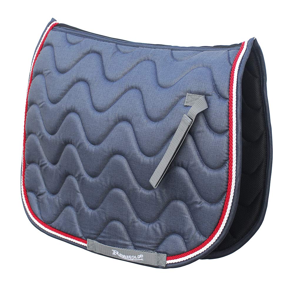 Rhinegold Wave Saddle Pad-Pony-Denim/Red
