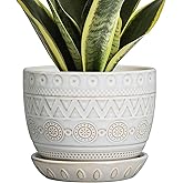 G EPGardening Ceramic Planters for Indoor Plants - 5 Inch Plant Pot for Outdoor Plants Succulent Planter with Drainage Hole and Saucer Flower Pot for Room Decor White