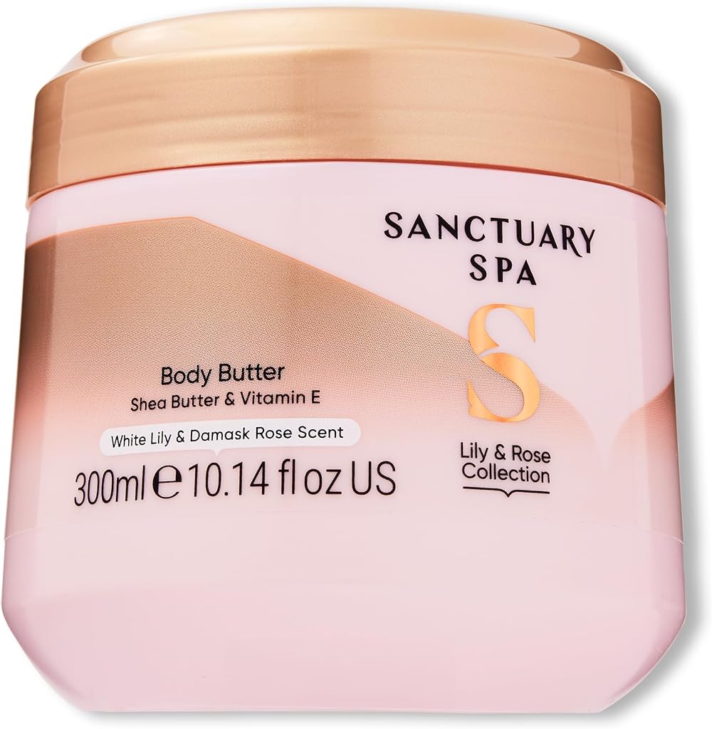 SANCTUARY Lily & Rose Body Butter 300ml - Vegan Cruelty Free Shea Moisturiser