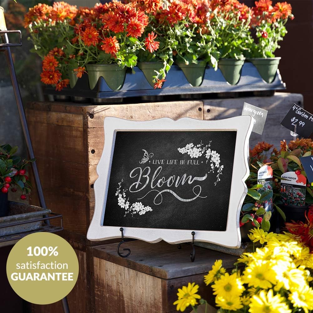 11"x13" Chalkboard Sign with Easel (Rustic White) + White Liquid Chalk Marker | Hanging or Freestanding Framed Chalkboard with Rustic Sweetheart Frame - Multipurpose Small Chalkboard Sign: Home & Kitchen