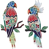 dreamskip Outdoor Wall Decor, Parrot Decor, Outdoor Metal Wall Art, Mexican Birds Wall Sculpture, for Outside, Yard, Fence, Garden, Patio