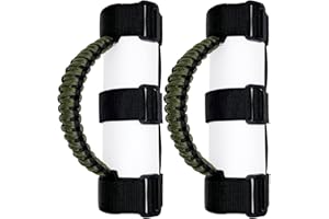 RDFUN 2 x Roll Bar Grab Handles Grip Handle for Jeep Wrangler YJ TJ JK JKU JL JLU Sahara Rubicon X Sports Freedom & Unlimited 1987-2022 (Black/Olive)