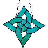HAOSUM Celtic Trinity Knot Stained Glass Window Hanging Suncatcher Ornament,Irish Decoration Handmade Birthday Gifts for Women Parents Aunt Sister,St Patrick's Day Gifts for Mom Grandma