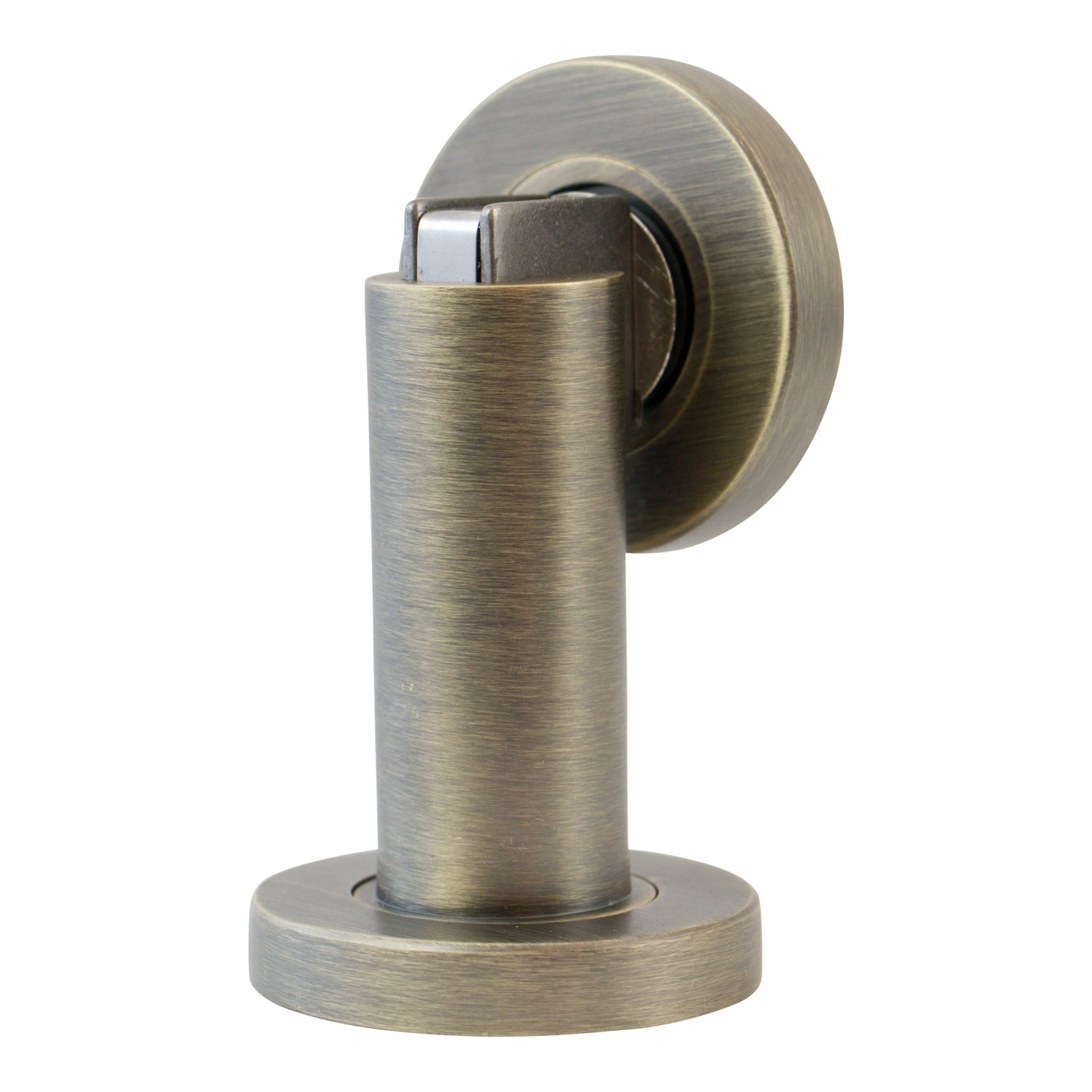 Stoppwerk Magnetic Door Stop - Antique-Look Stainless Steel Door Stopper incl. Fixing Material - Floor and Wall Mounting ø5cm H: 8.4cm