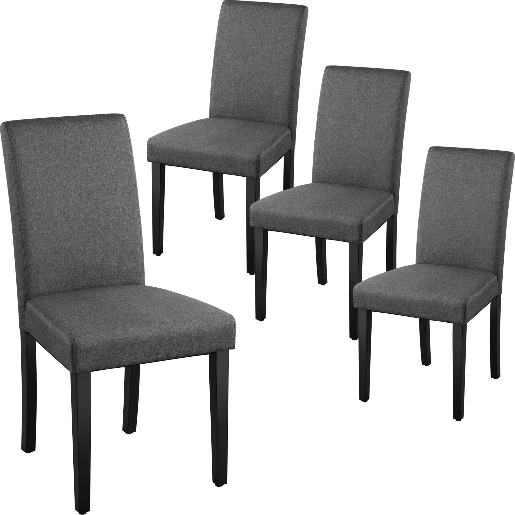 Photo 1 of ****FACTORY SEALED****Yaheetech Dining Chairs Set of 4 Fabric Parson Upholstered Kitchen Chairs with Padded Seat and Solid Wood Legs for Dining Room/Restaurant, Armless Design, Dark Grey