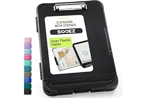 Sooez Reinforced Clipboard with Storage, Inner Plastic Folder Attached, Heavy Duty Plastic Clip Boards 8.5x11 with Pen Holder, High Capacity Nursing Clipboard for Teacher Office Home, Letter / A4 Size