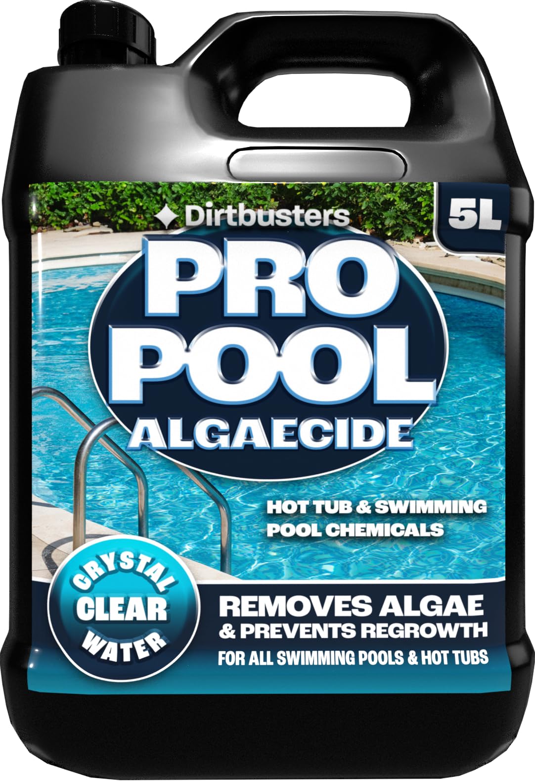 Dirtbusters Pro Pool Algaecide (5L) For Swimming Pools & Hot Tubs Concentrate, Powerful Algae Remover & Prevention Treatment For Clean Crystal Clear Water