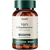GENEIII Clinically Studied L-Ergothioneine + Milk Thistle Supplement – Advanced Cellular and Liver Health Support – 30mg 99.99% Ultra-Pure Ergothioneine – Vegan, Non-GMO, 30 Count