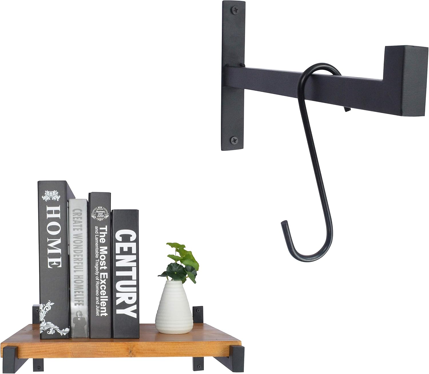 OVOV 2 Pcs Steel Heavy Duty Shelf Brackets Wall Mounted Industrial Metal Shelf Supports Matte Black 12 Inches: Home Improvement