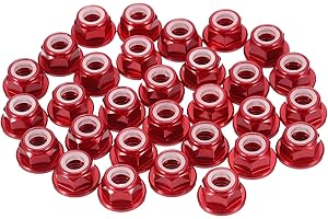 MECCANIXITY 30 Pcs M5 Pitch 0.8mm Aluminum Alloy Lock Nuts Flanged Hex Nuts Nylon Locking Serrated for RC Drone Quadcopter Mo