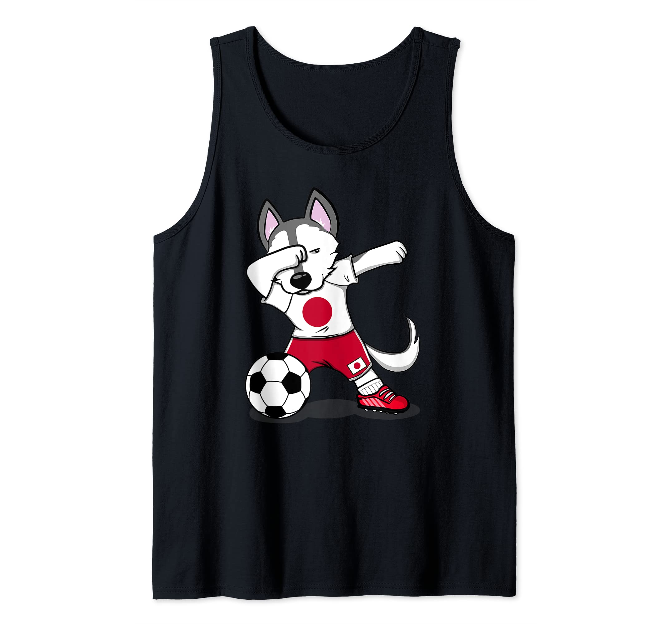 Dabbing Husky Dog Japan Soccer Fans Jersey Japanese Football Tank Top