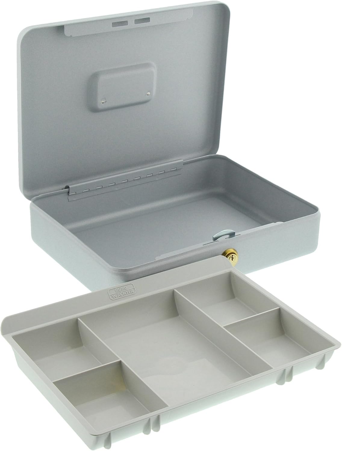 BURG-WÄCHTER Safety Deposit Box, Flat Design, Piston Cylinder Lock Brass, Universa-CKS 307, Silver, BxTxH: 310x235x75 - Image 5