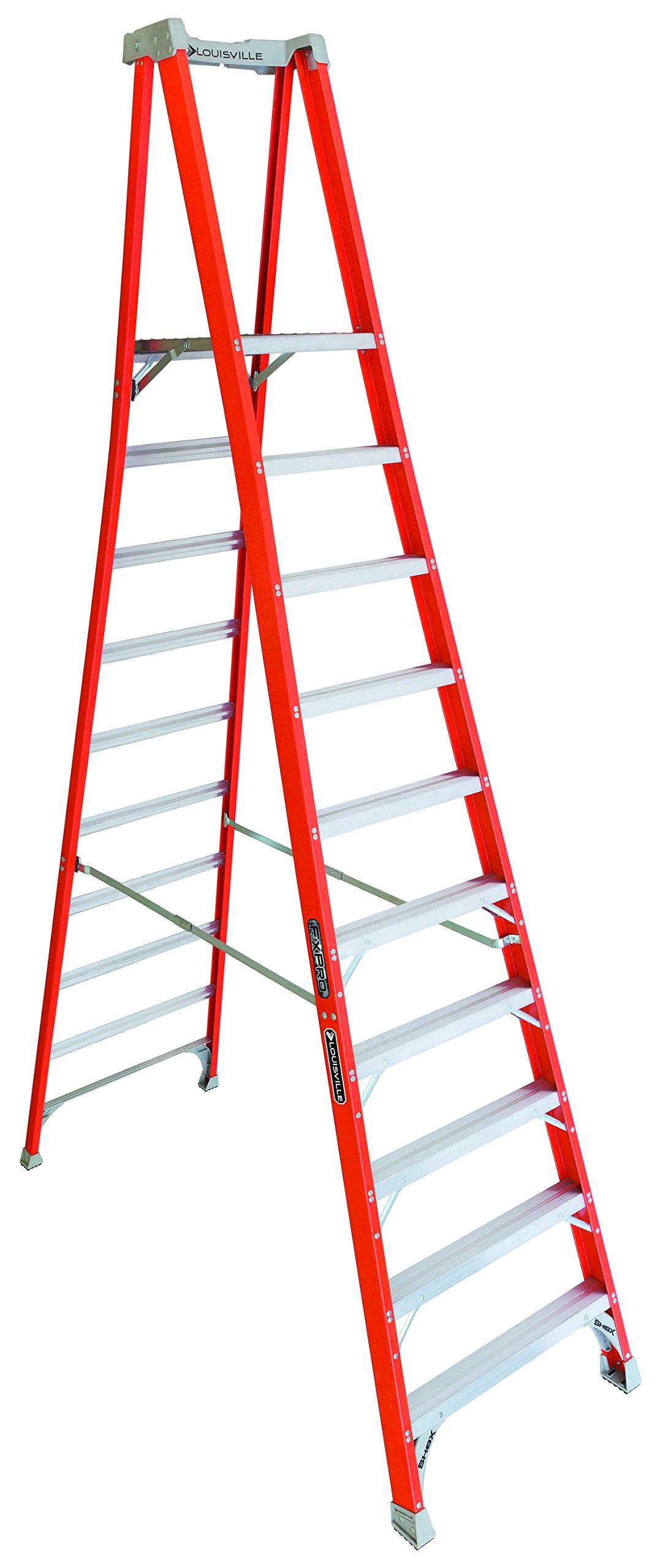 Photo 1 of **DAMAGE**Louisville Ladder 10-Foot Fiberglass Pro Platform Ladder with Extended Rail, 300-Pound Capacity, Type IA, FXP1710