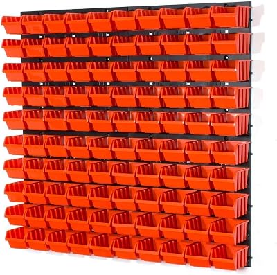 Prosperplast 100 XS Storage Bins & Louvre Wall Mount Organizer Garage Workshop