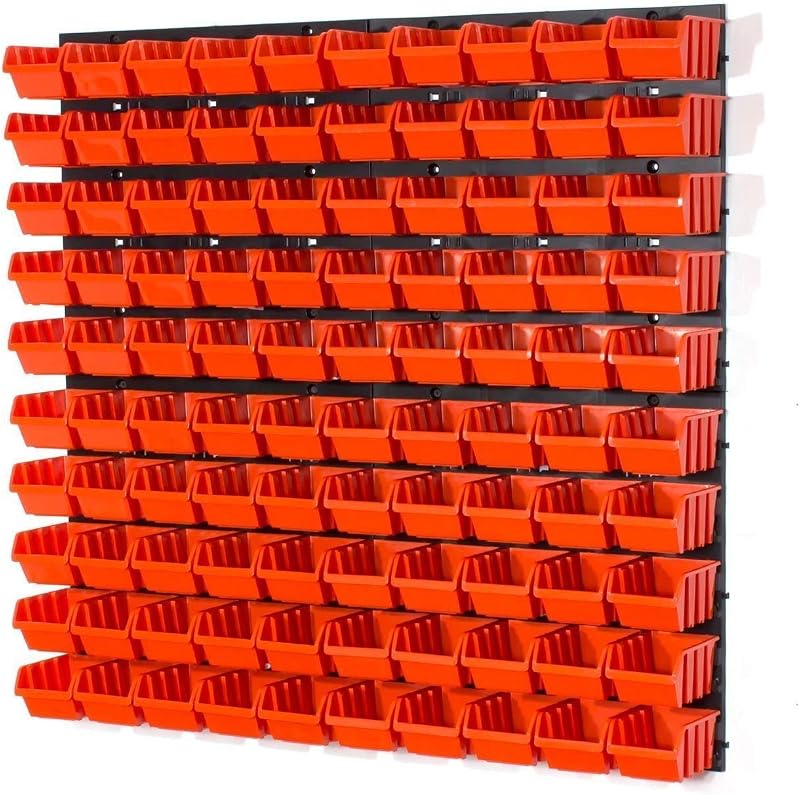 Prosperplast 100 XS Storage Bins & Louvre Wall Mount Organizer Garage Workshop