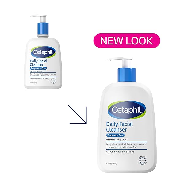 CETAPHIL FACE WASH, DAILY FACIAL CLEANSER FOR SENSITIVE, COMBINATION TO OILY SKIN, 16 OZ, FRAGRANCE FREE, GENTLE FOAMING, SOAP FREE, HYPOALLERGENIC