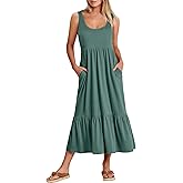 ANRABESS Women's Summer Sleeveless Maxi Sundress Swing Casual Flowy Tiered Shirts Dress Beach Travel Vacation Outfits