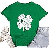 St Patricks Day Shirt Women Green Shamrock Lucky Tshirt Casual Clover Graphic T Shirt Irish Tee Tops