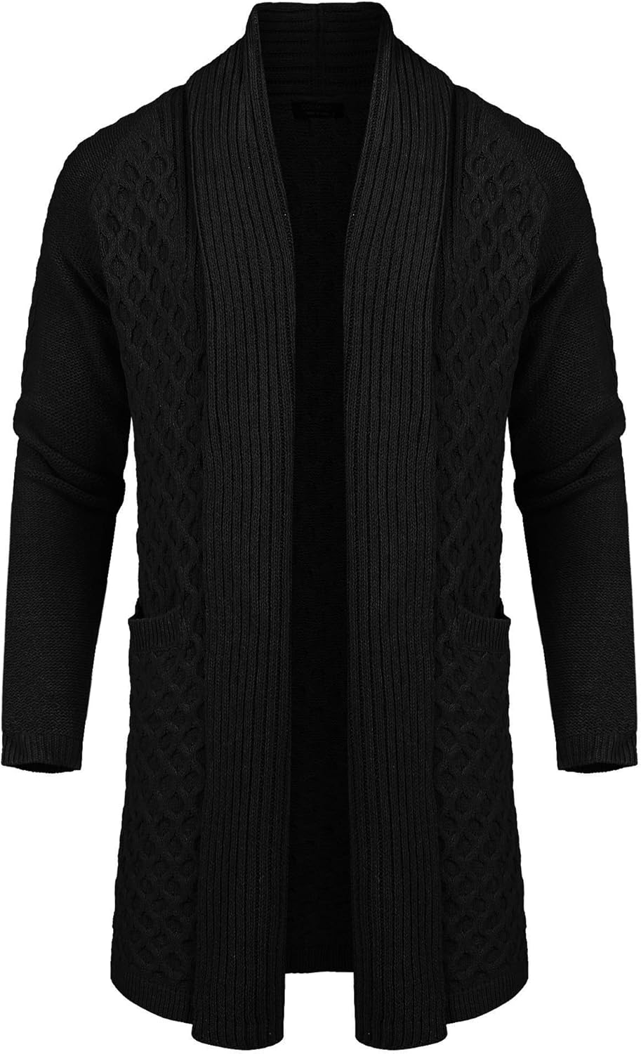 COOFANDY Mens Fashion Long Ruffle Knit Cardigan Lightweight Shawl Collar Sweater at  Men’s Clothing store