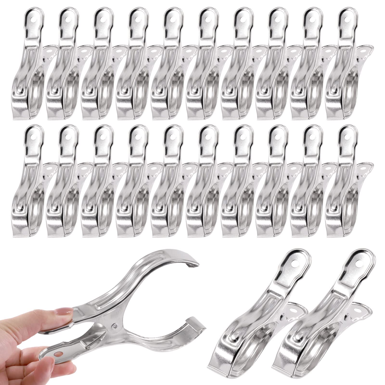 Tanstic 20pcs 5.1 Inch Stainless Steel Greenhouse Clamps Garden Clips Heavy Duty with Strong Grip and Large Open Mouth for Netting Holding