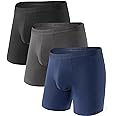 DAVID ARCHY Men's Boxer Briefs, Micro Modal Dual Pouch Trunks Support Ball Bulge Enhancing Underwear,Underwear For Man 3 Pack