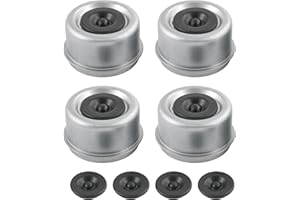 JDMSPEED 4PCS 2.44" Trailer Hub Bearing Dust Cap with Extra 4 Rubber Plugs, Trailer Axle Wheel Hub and Bearing Dust Caps for Most 5200 to 6000 Pound Axles Dexter Axle Cup Grease Cover