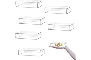 KISSYOU Small Acrylic Box Clear Box for Candy Acrylic Boxes with Lid 6 Packs Display Plastic Square Cube Jewelry Storage Box Transparent Valentine's Day Graduation Party Favor Gift Wrap Box (4.3x2.8x1 Inch)