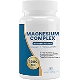Magnesium Complex Supplement 120 Capsules (Provided by 1000 mg of Eight Different Forms of Magnesium) 100% Daily Recommended