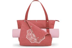 Gonex Yoga Mat Bag, Yoga Gym Bag Tote Bag with Multi Pockets For Women Men, Canvas Yoga Mat Carrier Take in Out Mat Easily For Pilates Travel Workout Office
