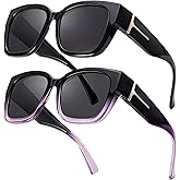 LVIOE 2 Pack Polarized Fit Over Sunglasses for Women Men Oversized Square Over Glasses Sunglasses with UV Protection LS7511