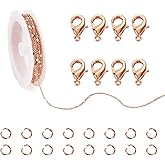 Pandahall Rose Gold Sqequin Chains 16.4 Feet Flat Round Oval Link Chains Soldered Jewelry Chains with Jump Rings Lobster Claw Clasps for Bracelet Necklace Jewelry Making