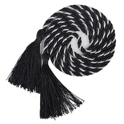 Generic 1 Pair Tassel Rope Curtain Tiebacks Tie Backs Living Bed Room Black + Silver