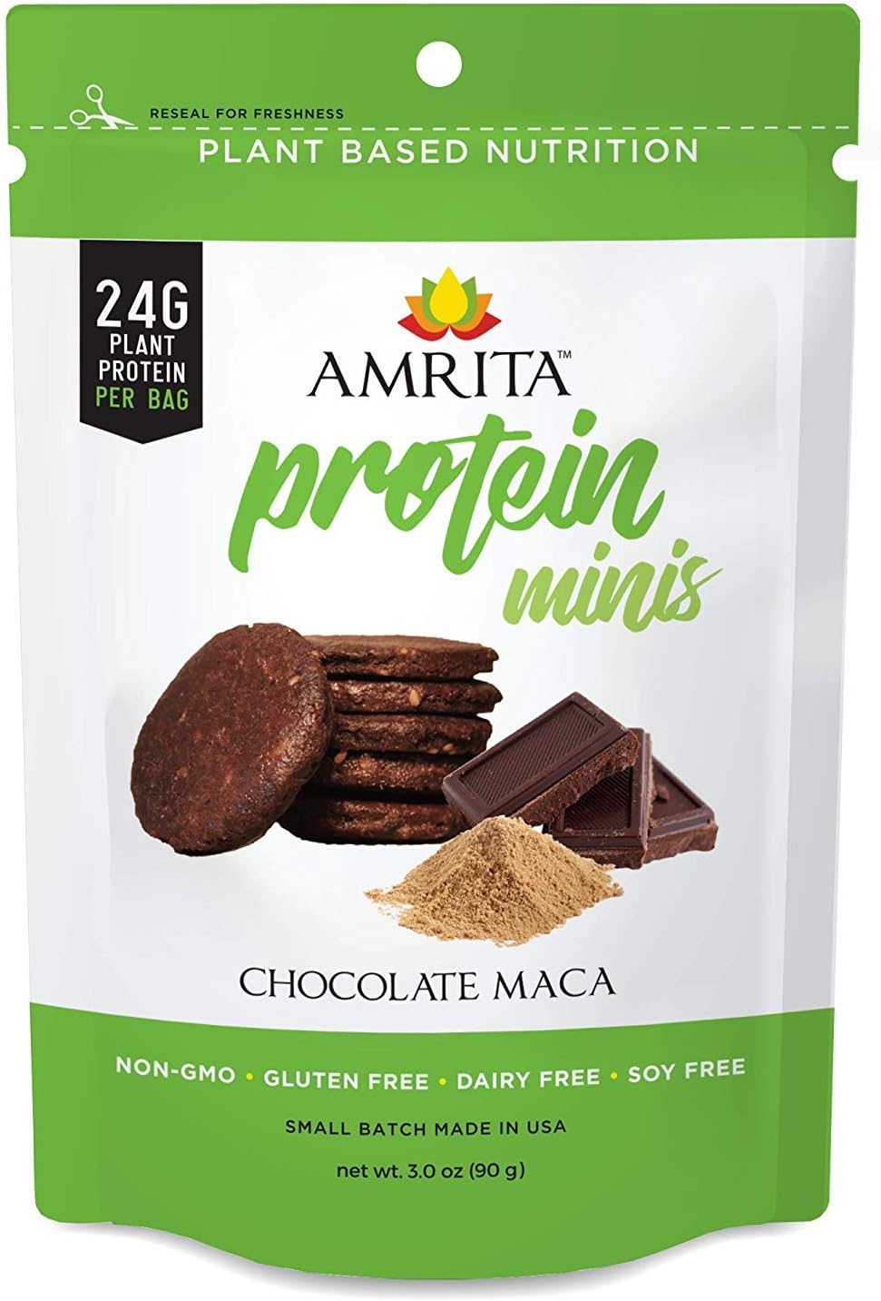 Amrita High Protein Mini Bars, 3 Pouch Pack, 6 Mini Bars Each (Chocolate Maca)