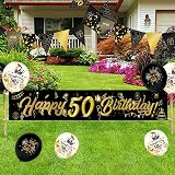 Yontree 14-Piece 50th Birthday Decoration Kit Gold Black Banner Balloons view 8