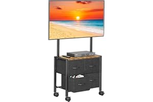 JKsmart Mobile TV Cart Rolling TV Stand Holder with 4 Drawers, for 23-55 inch Flat/Curved Screens,Portable Corner Floor TV Stand on Wheels, Holds Up 80Lbs with Shelf, for Living Room Bedroom