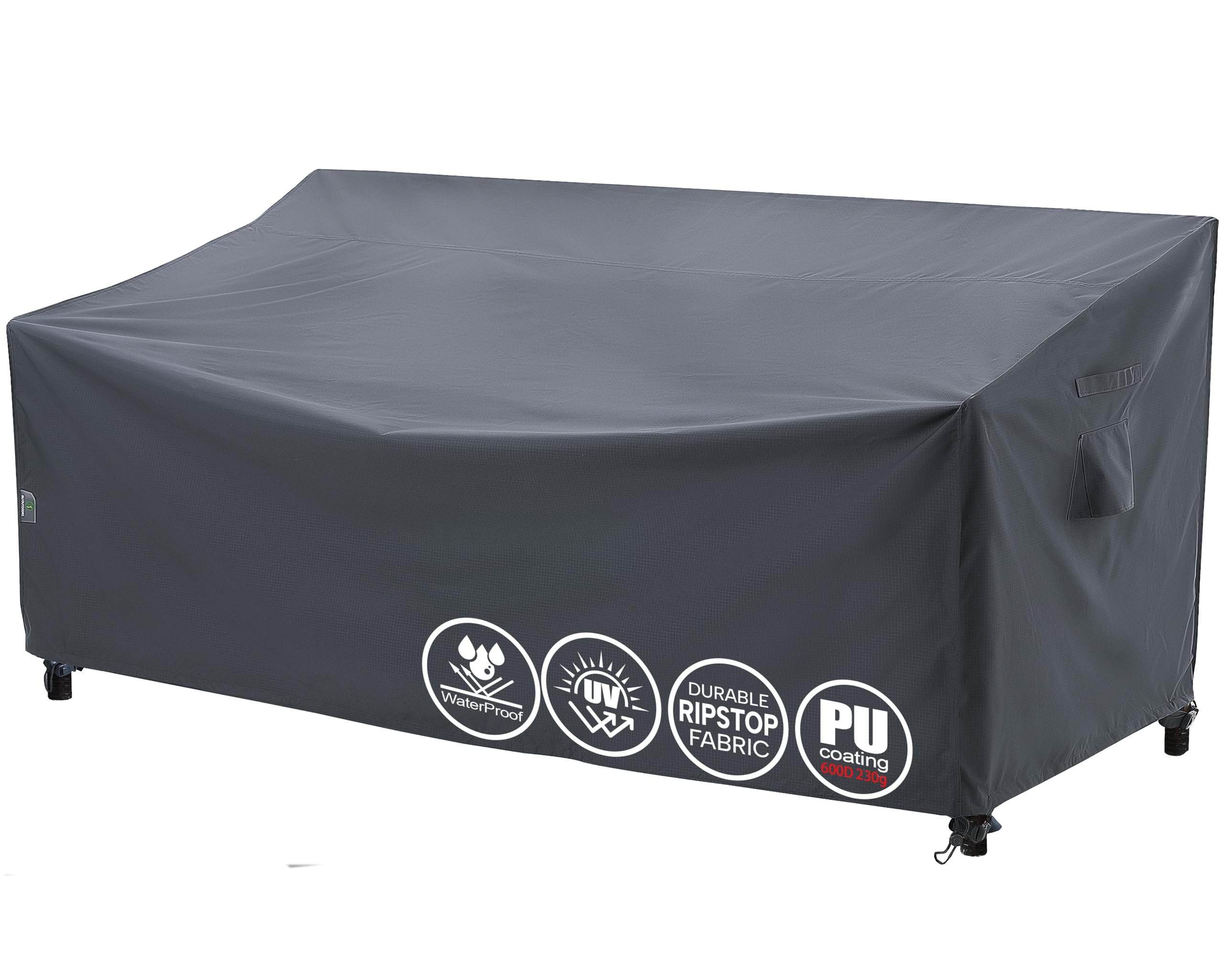 F&J Outdoors Garden Sofa Cover Waterproof 147x89x64/89cm Patio Covers for Outdoor Furniture Garden Bench Covers 2 Seater High Density Grey Heavy Duty Chair Cover Weatherproof