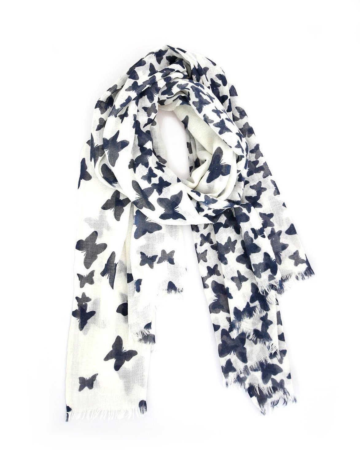Anika Dali Women's Fabulous Butterfly Scarf in Soft Wool (Navy Blue Print) Anika Dali Women's Fabulous Butterfly Scarf in Soft Wool (Navy Blue Print)