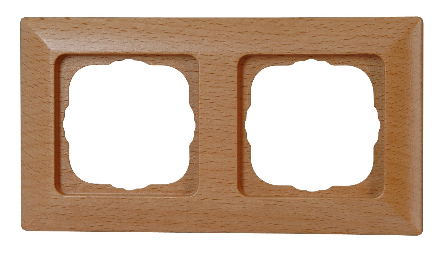 Kopp Milano 306615067 Electrical Outlet Cover Plates, Cover Frame for 2 Sockets for Vertical and Horizontal Mounting, Beech