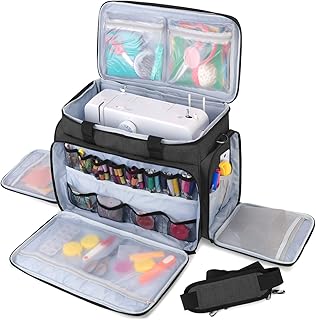 Luxja Nähmaschinentasche, Nähmaschine Tragetasche mit abnehmbarem Polster, Aufbewahrung Tasche für Nähmaschine und Zubehör (passend für die meisten Standardnähmaschinen), Schwarz